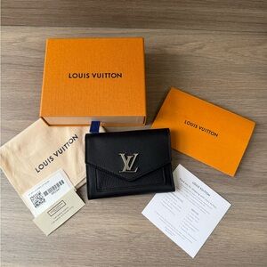 Louis Vuitton Soft Calfskin My Lockme Compact Wallet Black
